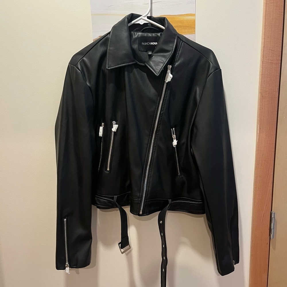 Fashion nova moto leather jacket